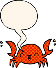 cartoon crab and speech bubble in comic book style