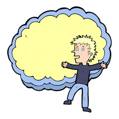 cartoon man with text space cloud