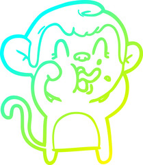 cold gradient line drawing crazy cartoon monkey