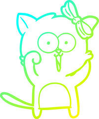 cold gradient line drawing cartoon cat