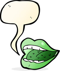 cartoon smiling halloween mouth with speech bubble