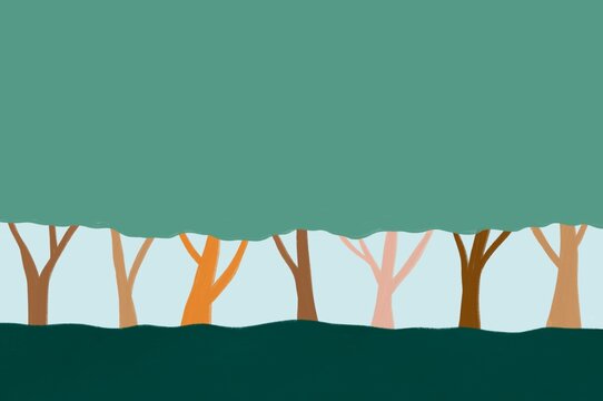 Illustration of colorful tree trunks