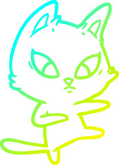 cold gradient line drawing confused cartoon cat