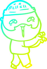 Obraz premium cold gradient line drawing cartoon happy bearded man