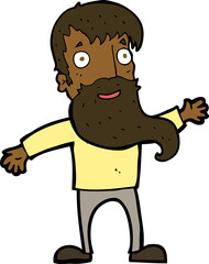 cartoon man with beard waving