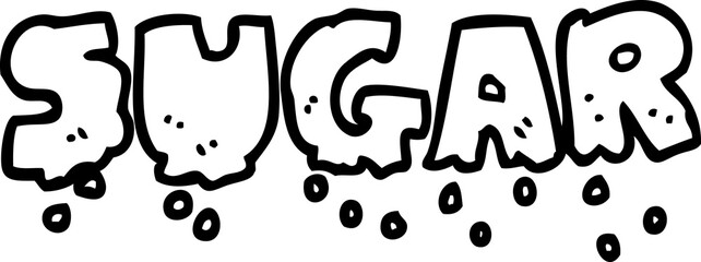 line drawing cartoon word sugar