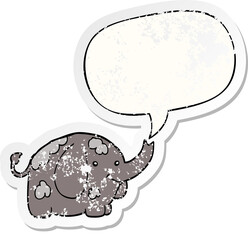 cartoon elephant and speech bubble distressed sticker