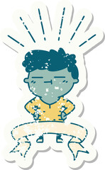 grunge sticker of tattoo style happy man