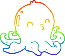 rainbow gradient line drawing cartoon octopus