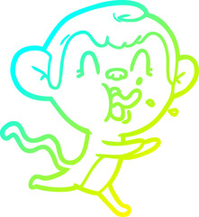 cold gradient line drawing crazy cartoon monkey