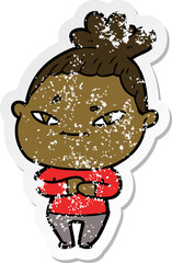 distressed sticker of a cartoon woman