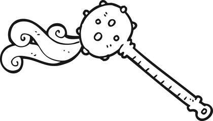 black and white cartoon medieval mace