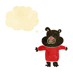 cartoon unhappy black bear  with thought bubble