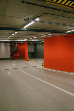 red open ground floor garage