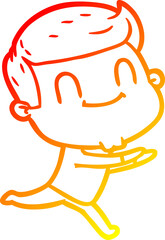 warm gradient line drawing cartoon friendly man