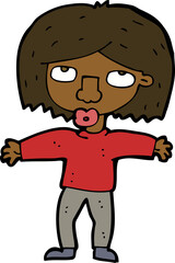 cartoon girl looking upwards