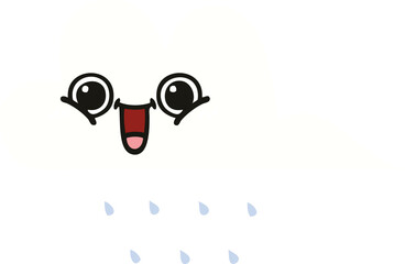 flat color retro cartoon rain cloud