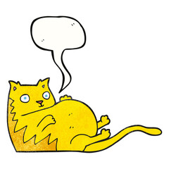 speech bubble textured cartoon fat cat