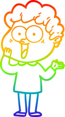 rainbow gradient line drawing cartoon happy man