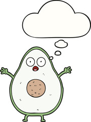 cartoon avocado and thought bubble