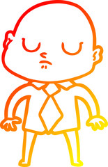 warm gradient line drawing cartoon bald man