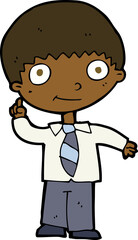 cartoon school boy with idea