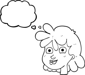 thought bubble cartoon female face