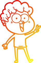 warm gradient line drawing cartoon happy man