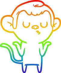 rainbow gradient line drawing cartoon monkey