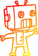 warm gradient line drawing cartoon robot