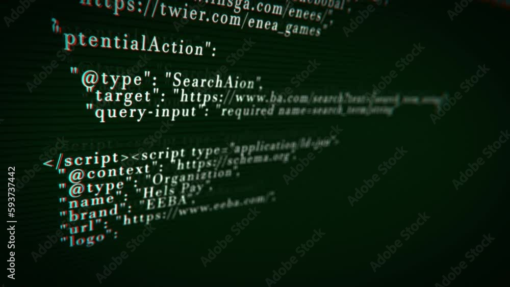 Poster developer is browsing html code on the computer screen