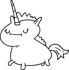line drawing doodle of a magical unicorn