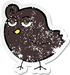 retro distressed sticker of a cartoon bird