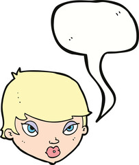 cartoon unimpressed woman with speech bubble