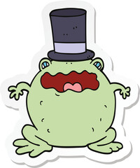 sticker of a cartoon toad wearing top hat