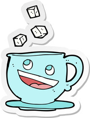 sticker of a cartoon tea cup