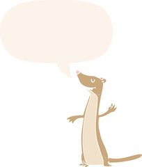 cartoon weasel and speech bubble in retro style