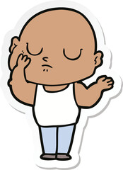 sticker of a cartoon bald man
