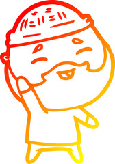 warm gradient line drawing cartoon happy bearded man