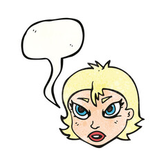 speech bubble textured cartoon angry female face