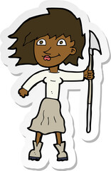 sticker of a cartoon woman with spear