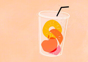 Healthy smoothie juice drink digital illustration