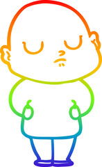 rainbow gradient line drawing cartoon bald man