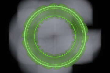 Green gray round pattern of crooked waves on a black background. Abstract fractal 3D rendering