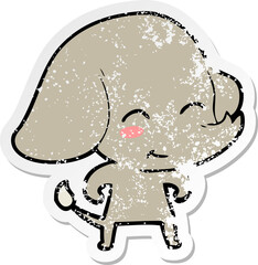 distressed sticker of a cute cartoon elephant