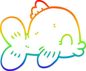 rainbow gradient line drawing funny cartoon fish