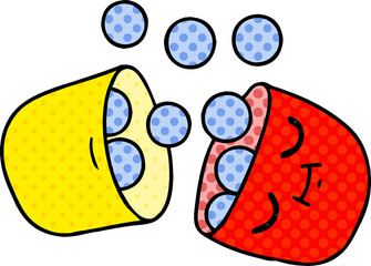 cartoon of a smiling pill