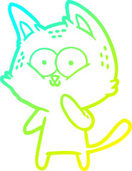 cold gradient line drawing cartoon cat considering