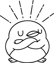 traditional black line work tattoo style robin with folded wings