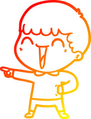 warm gradient line drawing cartoon happy man